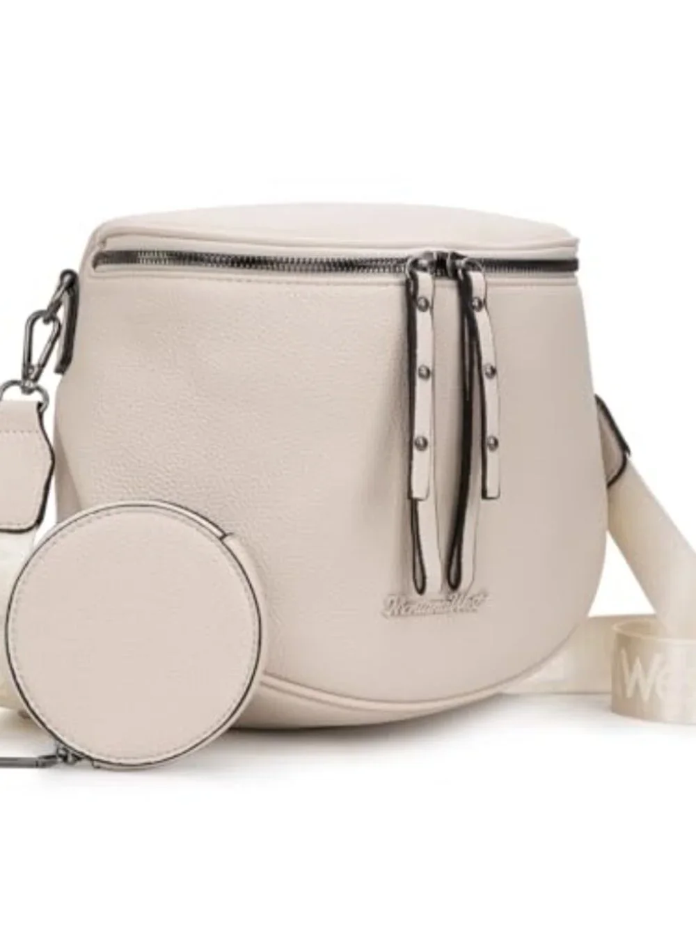 Large Vegan Leather Crossbody Bag with Coin Purse Adjustable Strap